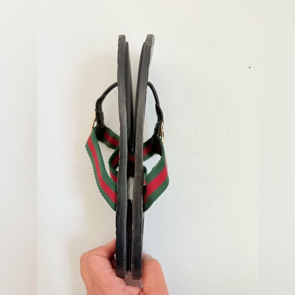 Gucci Black Lifford GG web Thong Fabric leather sandals EU 39 US 9 - Picture 7 of 10